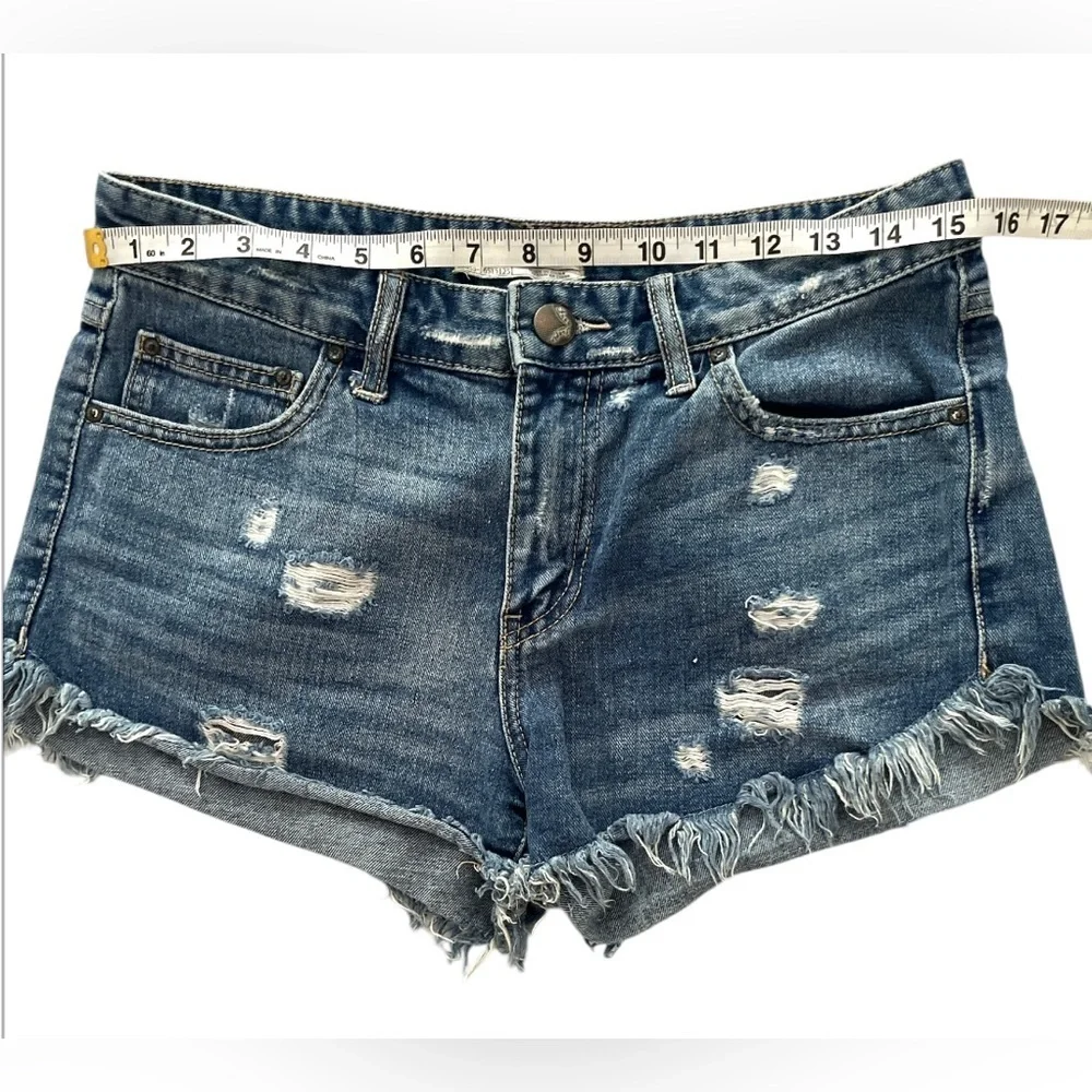 Free People High Waisted Distressed Denim Shorts-Size 27 - Picture 3 of 4